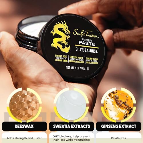 Billy Jealousy Sculpt Friction Fiber Hair Paste for Men, Adds Volume & Texture with Touchable Hold & Low Shine, Hair Product for Fine or Thinning Crown, 3 Oz