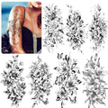 EMOME 12 Sheets Sexy Temporary Tattoos for Women, Half Arm Flowers Fake Tattoos Sleeve, Temp Realistic Tattoo Stickers for Adults Girls Shoulder Arm Leg Back