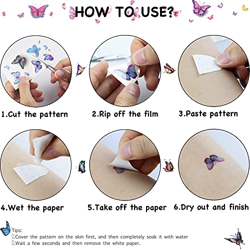 30 Sheets Butterfly Temporary Tattoos for Women Girls 3D Flower Sexy Fake Tattoo Stickers Waterproof Body Art Black Temp Tattoo Paper (Black Butterfly)