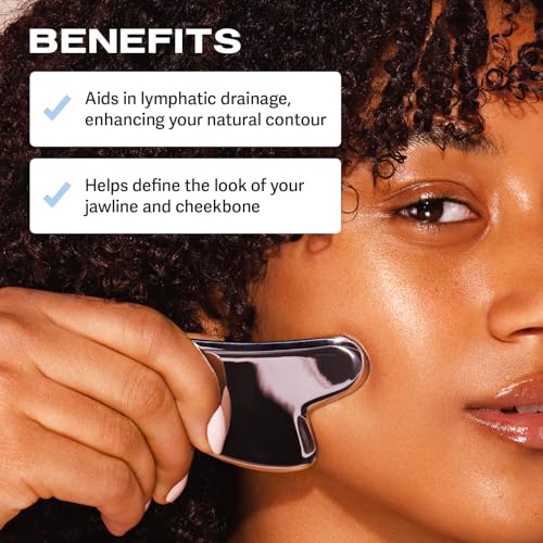 Sacheu Gua Sha Facial Tools Muscle Scraper ? Face Gua Sha for Enhanced Lymphatic Drainage, Reduced Puffiness and Relieved Facial Tension, Metal Face Sculpting Tool with Travel Pouch