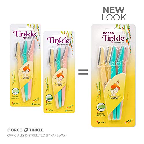 Tinkle Dermaplaning Tool 9ct, Dermaplane Razor for Women, Safe and Easy Peach Fuzz Remover, Eyebrow Trimmer with Protective Cover (3 Packs of 3), Stocking Stuffers