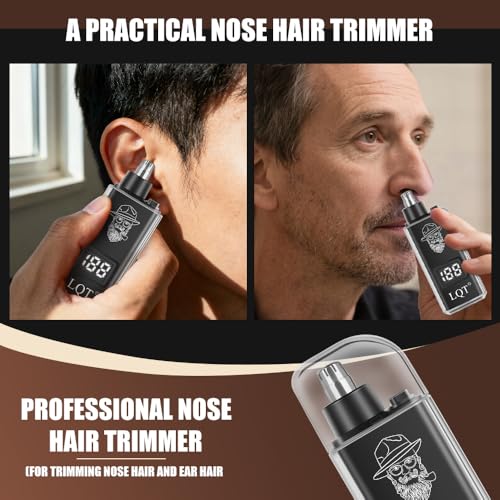 Nose Hair Trimmer for Women & Men with LED Power Display, Rechargeable & Painless Facial Nose & Ear Hair Remover, Compact Discreet Design for Travel Personal Grooming