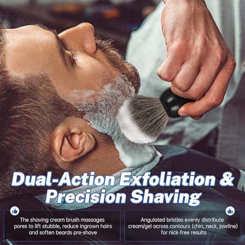 Shaving Brush Set for Men ? Pure Badger Hair Shaving Brush and Bowl, Exfoliating Shaving Cream Brush Gifts for Fathers Day