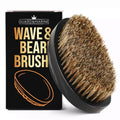 GUARD&MARINE Wave & Beard Brush for Men ? Natural Boar Bristles, Palm Curve Design, Wood Handle ? Shapes 360 Waves & Softens Beard