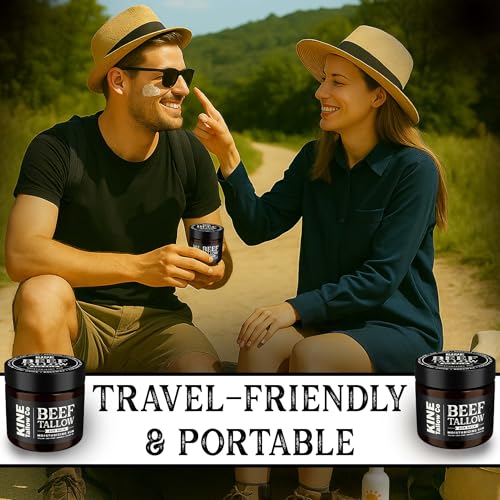 Kine Tallow Co. Moisturizing Tallow Sun Balm, Zinc Oxide Protection, Natural Ingredients with Beeswax and Coconut Oil