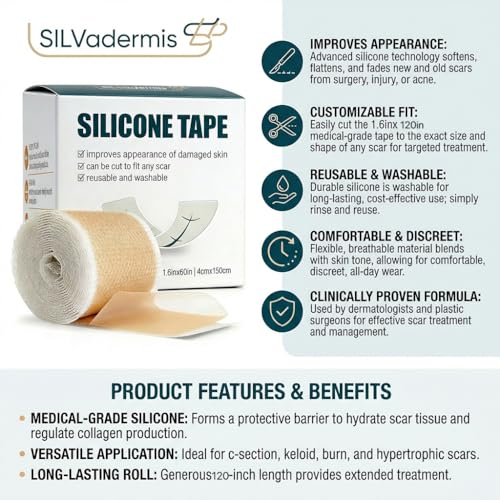 Silicone Scar Sheets for Surgical Scars 120" *1.5" Roll Medical-Grade Silicone Technology?Advanced silicone 1 Pack