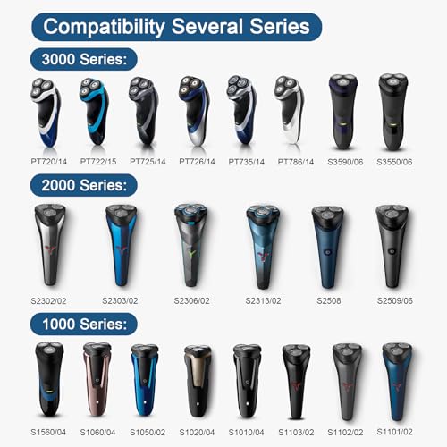 SH30 Replacement Heads Compatible with Philips Norelco Series 3000, 2000, 1000 Shavers, Fit for S1560 Shaver, 6-Pack