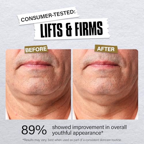 Mens Face & Neck Moisturizer Cream, Firming, Lifting & Anti-Aging Cream with Peptides, Bakuchiol, Niacinamide & Ceramides, Oil-Free Formula, Day & Night Use, Gifts for Men, 1.7 Fl Oz