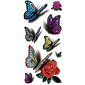 TAFLY£¨TM£© 5 Sheets Waterproof 3d Blue Butterfly Rose Flower Sticker Tattoo Foil Decal Fashion Body Art Fake Tattoo
