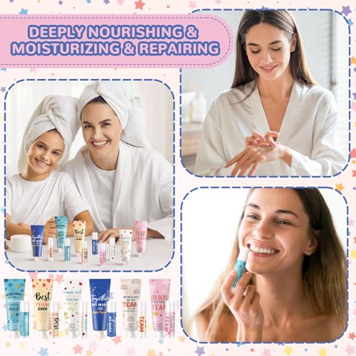 48set/192pcs Best Team Ever Gifts Team Appreciation Thank You Gifts for Coworkers Women Employee Appreciation Gift Party Favors Basket Stuffers Items Travel Hand Lotion and Lip Balm Set