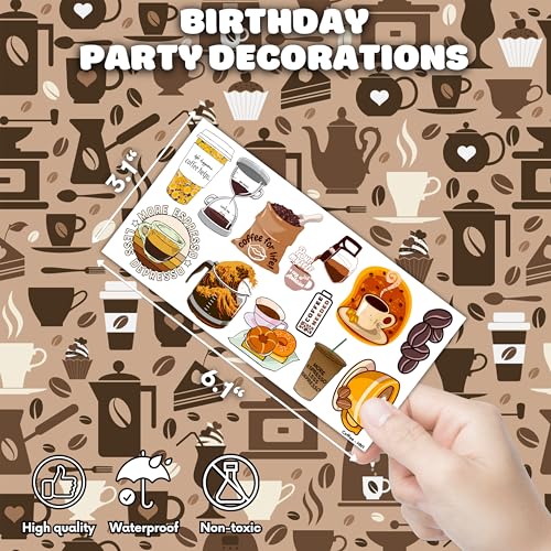96 PCS Funny Iced Coffee Temporary Tattoos Cup Mug Cups Quotes Themed Birthday Party Decorations Supplies Favors Decor Cute Stickers Tattoo Gifts for Kids Girls Boys School Rewards Carnival