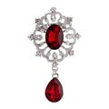Red Crystal Dangle Drop Small Black Brooch Pin for Unisex Women Men Dress Suit Jewelry