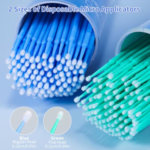 Annhua Disposable Micro Applicators Microswabs Application Brushes 400 PCS, Micro Applicator Bendable for Eyelash Extensions, Oral Care and Cleaning - Fine Tips - Green
