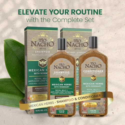 T?o Nacho Mexican Herbs Anti-Hair Loss Shampoo with Royal Jelly and Rosemary Extract, Strengthening Herbal Shampoo for Men and Women, Nourishing Formula, Healthier Hair, 32 fl oz (Pack of 2)