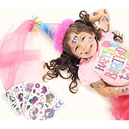 Glitter Unicorn Temporary Tattoos for Kids, 24 Sheets Waterproof Mermaid Tattoos Stickers 240+Pcs, Girls Gifts Birthday Party Baby Shower Favor Supplies, Goodie Bags Fillers & Classroom Exchange