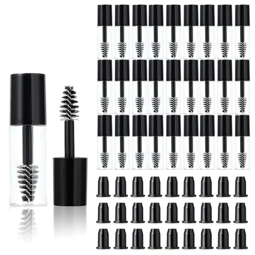 27Pcs Empty Mascara Tubes with Wand Mini 3ml Empty Mascara Bottles with Brush Rubber Inserts Small Sample Size Eyelash Growth packing Tube Container for Travel(Black)