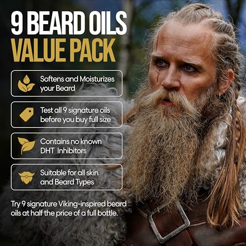 The Beard Struggle 9 Beard Oil Voyager Sample Pack, Variety Beard Oil for Men Sampler with 9 Different Scents, All Natural Ingredients, Beard Growth Oil for Soft and Healthy Hair, Day Liquid Tonic