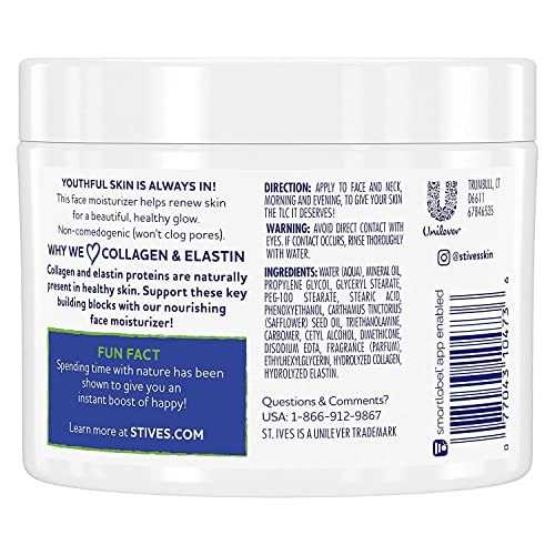 St. Ives Timeless Skin Facial Moisturizer, Collagen Elastin 10 oz, Pack of 6