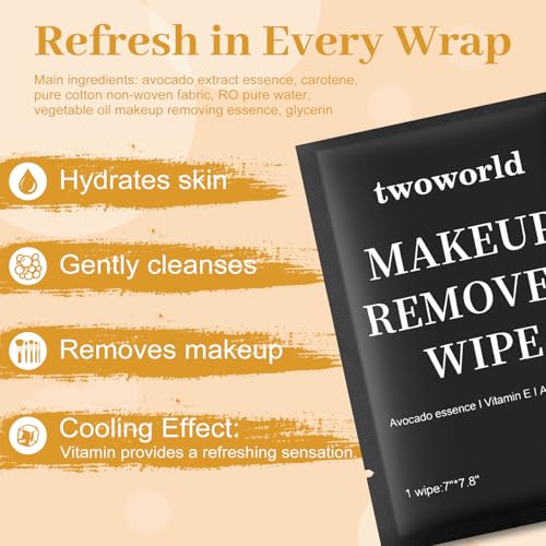 Makeup Remover Wipes Bulk Individually Wrapped,Travel Makeup Wipes Gentle for Face Cleansing Mascara Lipstick Travel Hotel£¨black,pack of 300)