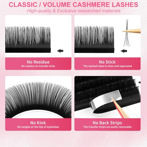 Eyelash Extensions 0.07mm Thickness Volume Lash Extensions C Curl Lashes Mix 10-17mm Pesta?as Pelo a Pelo Matte Black Volume Lashes Soft Lash Trays Individual Lashes Professional Use(0.07-C,10-17mm)