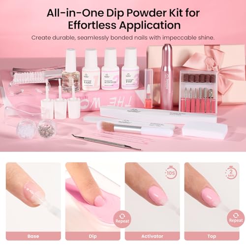 Beetles Dip Powder Nail Kit, 20 Colors Brown Nude Pink Purple Gray Clear Glitter Nail Dipping Powder with Electric Nail Drill and Dip Powder Liquid Set for Nail Art Manicure Peach Brownie Collection
