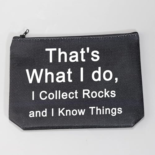 LEVLO Funny Geologist Gifts That's What I Do I Collect Rocks and I Know Things Makeup Bags Geology Rock Collector Bags (I Collect Rocks-black)
