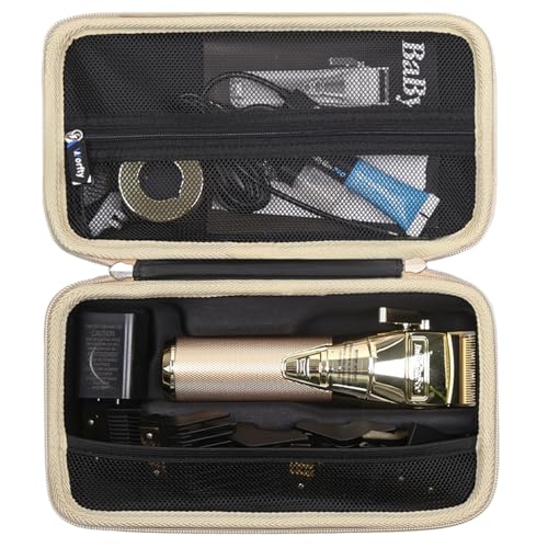 Case for BaBylissPRO FXONE/FX+ Professional Cord/Cordless Hair Clipper - Hard Protective Travel Carrying Storage Organizer Bag (Black & Golden)