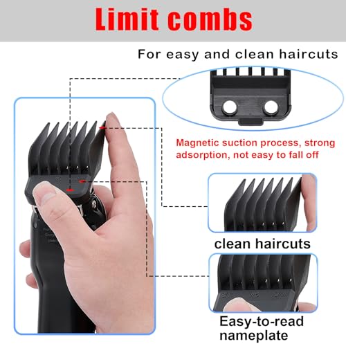8PCS Magnetic Clipper Guards Cutting Guides Compatible with Wahl Clipper -from 1/16 Inch to 3/4 Inch(1.5-19mm)