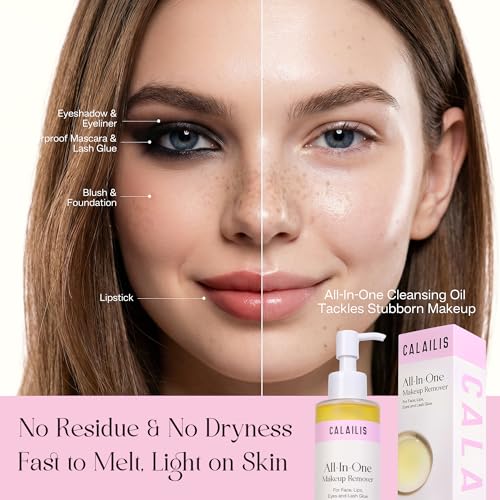 CALAILIS Eye Makeup Remover & Cleanser Oil for Sensitive Eyes and Skin, Gentle & Non-Greasy Makeup Remover for Heavy and Waterproof Eye Make-Up, 200ML
