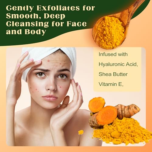 Lemon Turmeric & Kojic Soap, 3PCS Natural Handmade Soap | Infused with Hyaluronic Acid, Vitamin E, Shea Butter | Gently Exfoliates for Smooth, Deep Cleansing for Face and Body (3)