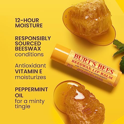 Burt's Bees Lip Balm Beeswax and Ultra Conditioning Lip Balm Pack, Hydrating Lip Moisturizer with Kokum and Shea Butter, Natural Origin Lip Care, 4 Tubes, 0.15oz.