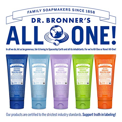 Dr. Bronner's - Organic Shaving Soap (Peppermint, 7 Ounce) - Certified Organic, Sugar and Shikakai Powder, Soothes and Moisturizes for Close Comfortable Shave, Use on Face, Underarms and Legs