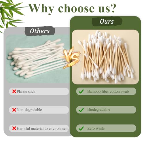 SHENLIU Bamboo Cotton Swabs 6000 Count, Natural Organic Cotton Buds For Ear, Ear Sticks Double-Tipped Buds for Makeup, Nails, Makeup, Personal Care, Daily Cleaning, Pet