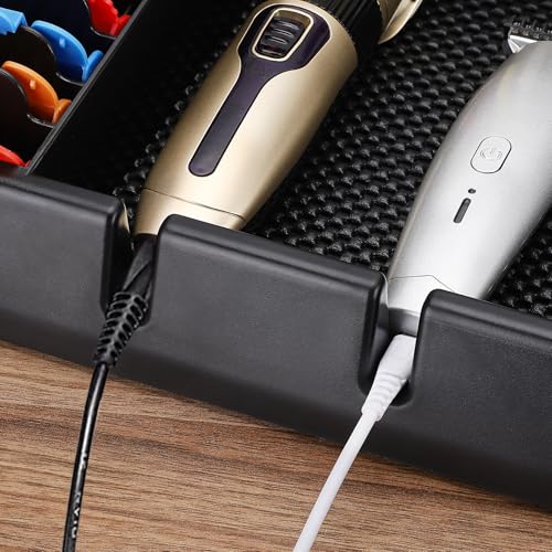 Large Barber Station Organizer for Corded Clippers & Guards, Barber Clipper Tray Anti-slip Hair Trimmer Holder, Multifunctional Detachable Hairdressing Tool Holder, Salon Haircut Supplies Storage Case