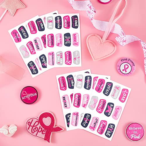 180 Pieces Breast Cancer Awareness Face Tattoos Pink Breast Cancer Stickers Pink Ribbon Temporary Tattoos for Women for Party Fundraising Accessories Decoration