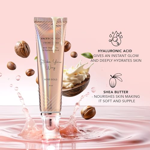 FACESCANADA Strobe Cream - Silver | with Shea Butter & Hyaluronic Acid | Hydrating & Illuminating Makeup | for Radiant Dewy Skin | 1.01 Fl Oz (30ml)