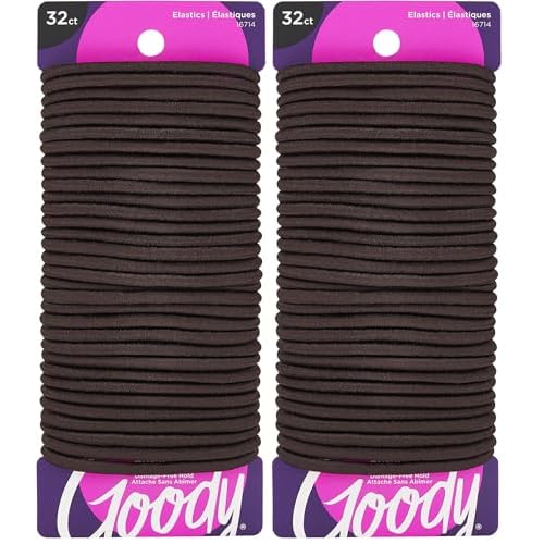 Goody Ouchless Goody Hair Ouchless Women's Hair Braided Elastics 4mm for Medium Hair, Brown, 32 Count (Pack of 2)