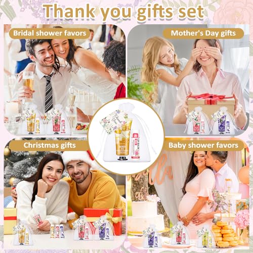 80 Sets Hand Cream and Lip Balm Bulk Set, Easter Basket Stuffers, Wedding Favors for Guests with Thank You Card Organza Bags, Mothers Day Gifts, Teacher Appreciation Gift, Nurse Gift
