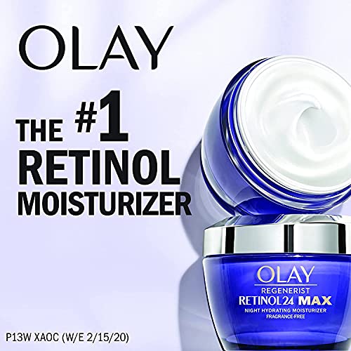 Olay Regenerist Collagen Peptide 24 MAX Hydrating Face Moisturizer (1.7 Oz) and Retinol 24 MAX Night Face Cream, Fragrance Free (1.7 Oz) + 2 Travel Size Whip Face Moisturizers