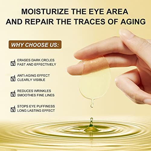 Under Eye Patches 30 Pairs- Dark Circles, Puffy Eyes Treatments?Reduce Wrinkles and Fine Lines, Hydrating and Anti-Wrinkle Effect Under-Eye Patches with Hyaluronic Acid and Collagen (24K Gold)
