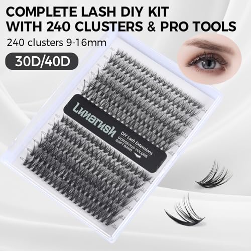 PARK SUNG HEE MIRACLE LASH DIY False Eyelashes, Lash Clusters, Lengthening Wisps 9mm-16mm Contact Lens Friendly, Easy to Apply, Reusable Strip Lashes (E1-220, 11mm), Black