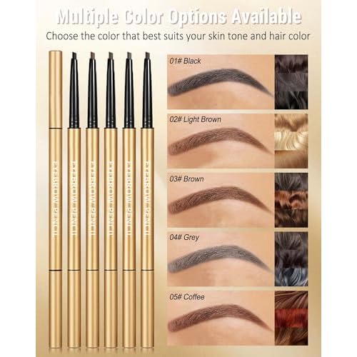 Eyebrow Pencil, 12Pcs Brown Ultra-Fine Retractable Eye Brow Pencil,Long-Lasting Waterproof Eyebrow Tint Pen Kit for Define Shape and Fill Brow,Women's Mother's Day Makeup Gift Set for Women Girl-03