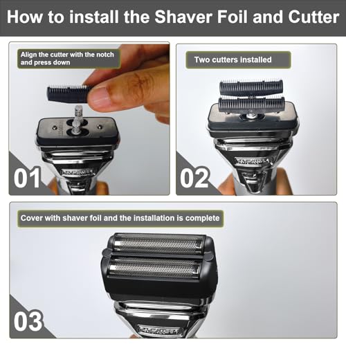 Shaver Replacement Foil and Cutter£¬Compatible with BaBylissPRO FXONE BlackFX Double Foil Stick Shaver£¬Black