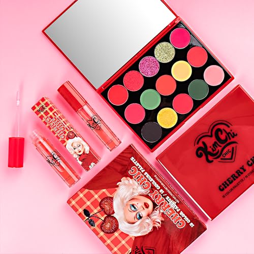 KimChiChic Beauty Cherry Chic Eyeshadow Palette - 12 Ultra Pigmented Shades, Shimmer, Matte & Glitter Finishes, Talc Free & Infused with Vitamin E, Cruelty Free, Sex Kitten, 0.68oz