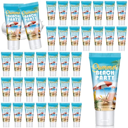 36 Pcs Mini Sunscreen Bulk for Summer Party Wedding SPF 30 Water Resistant Sunscreen Lotion Bulk 1oz Travel Size for Thank You Gifts Wedding Party Supplies (Beach)