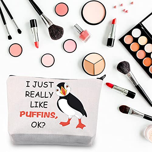 BDPWSS Puffins Gifts Puffin Bird Makeup Bag Puffin Bird Lover Gift Seabird Animal Lover Gift Puffin Bird Makeup Case I Just Really Like Puffins