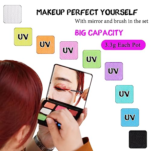 Bowitzki 9 Colors Water Activated Eyeliner Hydra Liner Graphic Cake Aqua Eye Liner Retro Makeup Pastel UV Glow Color Neon Face Body Paint (25 Pastel Color)