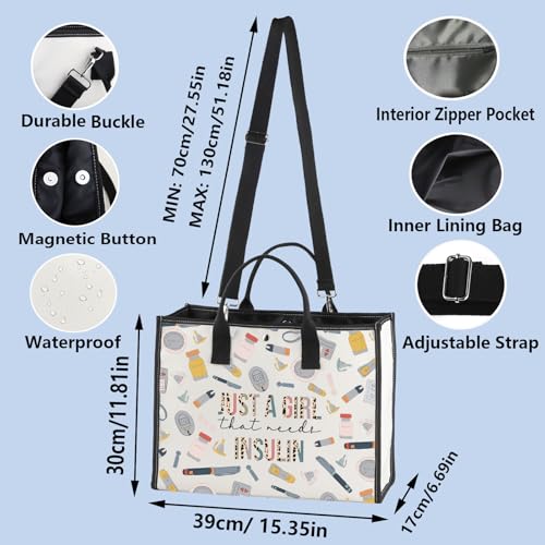 WZMPA Diabetes Insulin Makeup Bag Diabetes Awareness Gifts Just A Gil That Needs Insulin Zipper Bag Diabetic Supply Kit (Just a girl insulin BG)