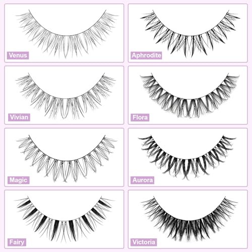 Molly Magic Aphrodite Lash Clusters, Wispy Natural 8-18mm Cluster Eyelash, D Curl Individual DIY False Lash Extension, Thin Invisible Black Lash Band 0.03mm
