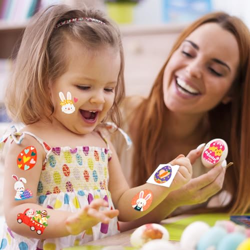 winthrop 240 Pcs Bulk Easter Temporary Tattoos for Kids, Individually Wrapped Waterproof Safety Tattoos Stickers, Best Choice for Easter Basket Stuffers, 60 Different Designs Bunny Egg Chicken